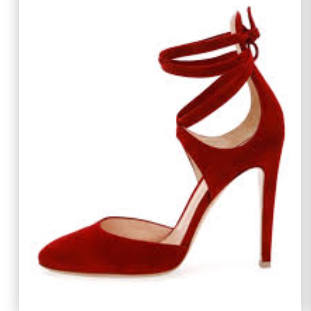 Gianvito Rossi D’Orsay Oxblood Suede Pumps